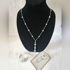 Bella Uno 3 Piece Silver and Blue Jewelry Set